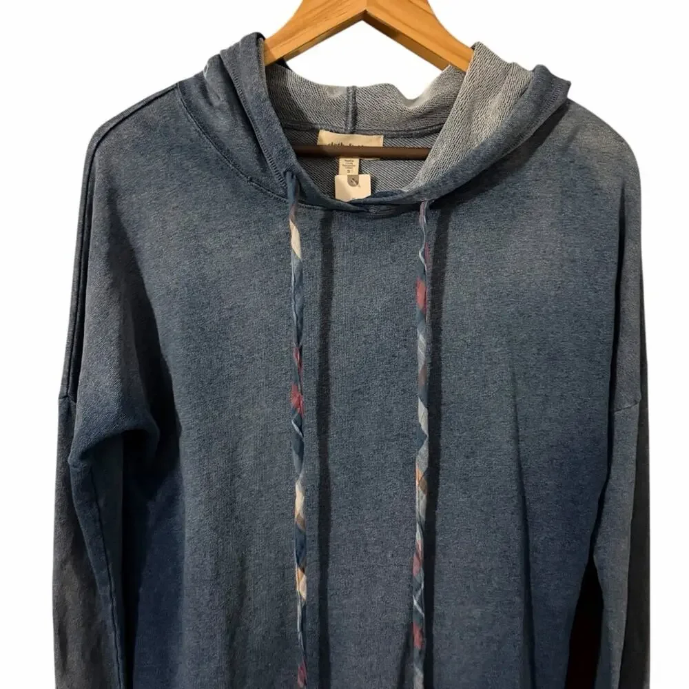 NEW Anthropologie Cloth & Stone Chambray Plaid Hoodie Size Small - Picture 3 of 9
